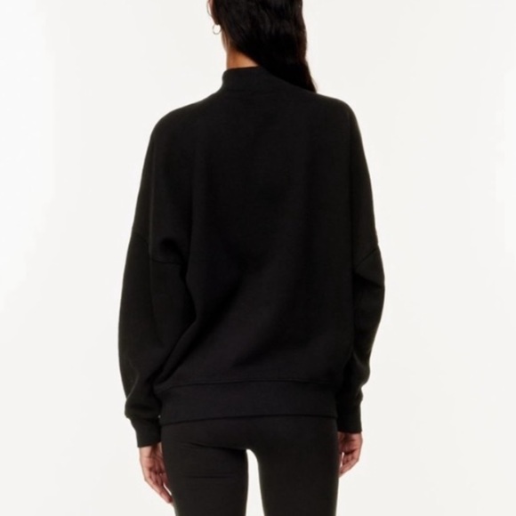 TNA Aritzia Cozy Fleece Mega Mock Sweatshirt black size 2 - Picture 2 of 7